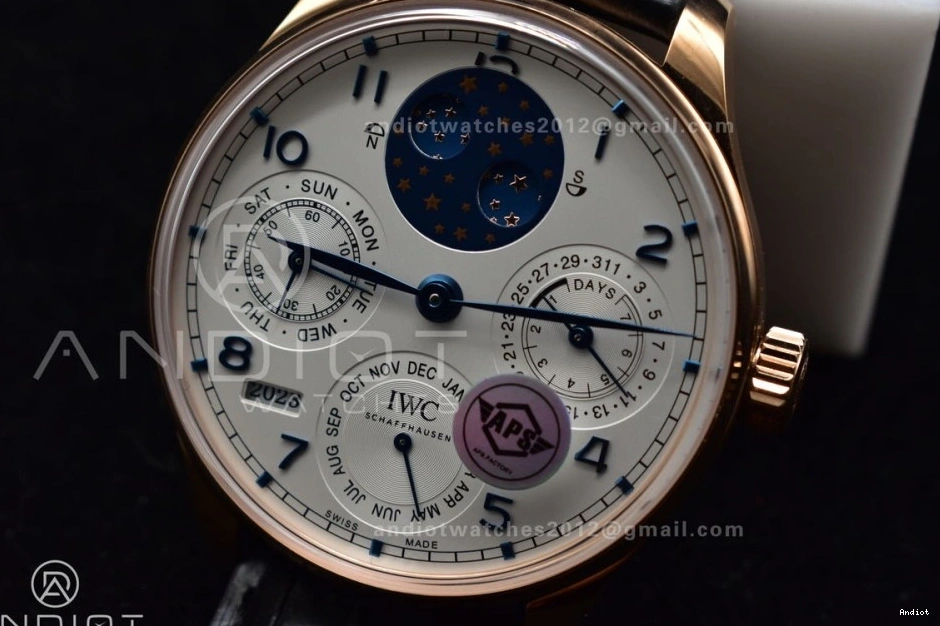 on 5033 Clone RG 1:1 Calendar Black Best Edition Perpetual Portugieser Dial A52610 Leather White Strap APSF 0131